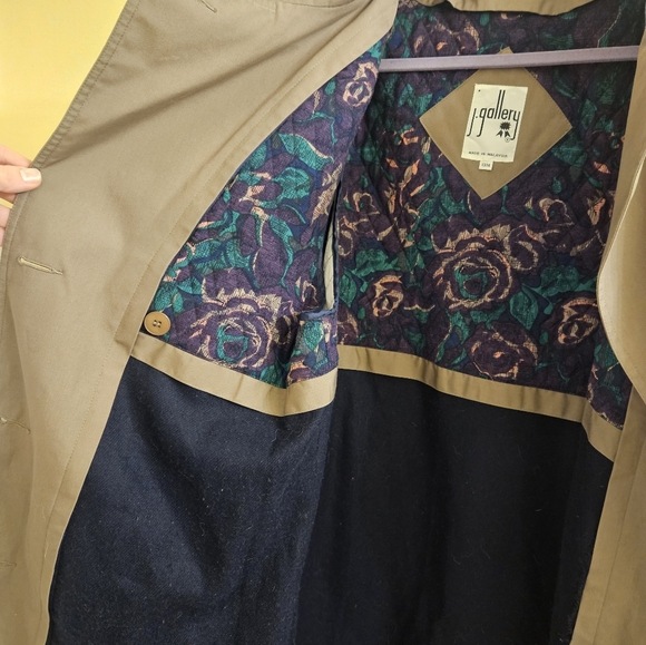 J. Gallery ~ Vintage ~ Woman Size 13/14~ Light Brown Long Raincoat Trench - Picture 9 of 13